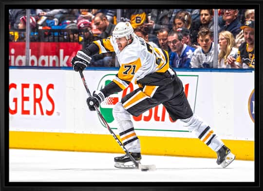 Evgeni Malkin Pittsburgh Penguins Framed 20" x 29" Passing Puck Canvas 31.5" x 22.5"